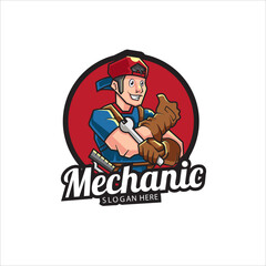 Mechanic Mascot Character Logo Template