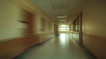 Obraz premium A motion blurred photograph of a hospital interior.