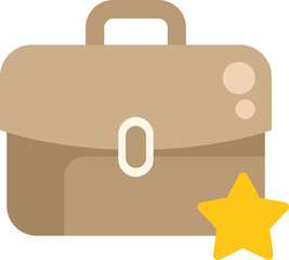 Classic brown briefcase with a big yellow star aside, representing a successful business
