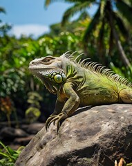Vibrant Iguana in Tropical Forest