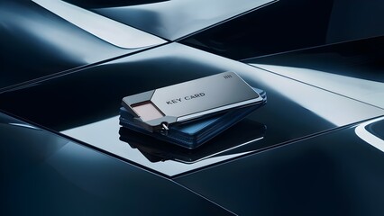 Modern Key Card on Reflective Surface
