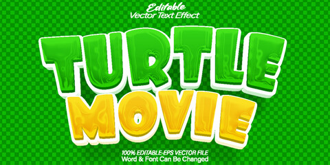 Fototapeta premium Turtle Movie Vector Text Effect Editable Alphabet Cartoon Comic Tv Show Film