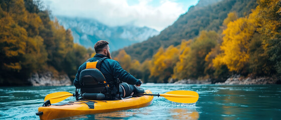 Exploring the great outdoors kayaking adventure with advanced prosthetic leg technology.