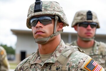 Fototapeta premium A clean, symbolic depiction of a military badge, highlighting honorable service with minimal details and strong lines