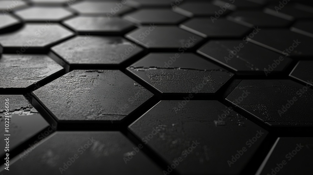 Poster black hexagonal pattern in close-up view