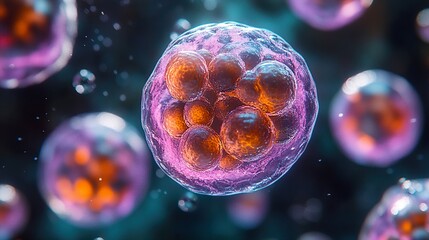 Naklejka premium Microscopic View of a Cell: Exploring the Wonders of Life