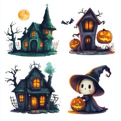 Haunted house. Halloween decoration element.