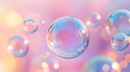 Colorful Bubbles on a Soft Pastel Background