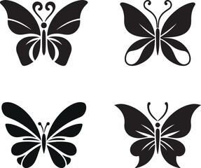 Obraz premium Black butterfly silhouettes, stylized butterfly designs