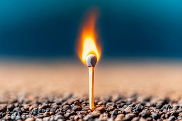 A lone matchstick burning out in a vast, empty space, representing the challenge of energy and resources running out