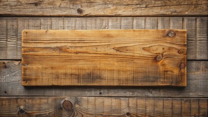 Rough wooden plank cut out against a rustic background, showcasing natural grain and texture, adds a touch of earthy charm to any design or project.
