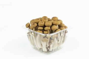 Fresh Beech Mushrooms isolated on white background 