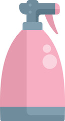 Pink plastic spray bottle with cleaning product isolated on white background