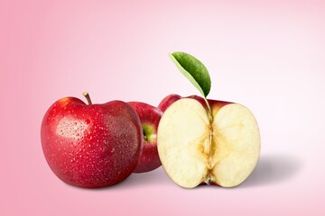 Red fresh ripe sweet apples fruits