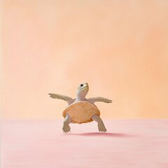 A Colossal Ballet Turtle Pirouetting in Soft Peach for Enchanting Dance Displays © Sekai