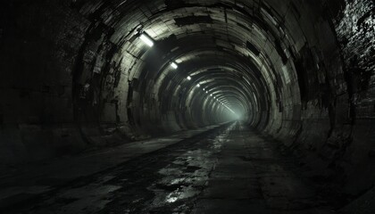 Obraz premium Dark Underground Tunnel with Atmospheric Lighting and Gritty Walls