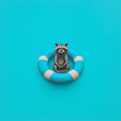 A Titanic Lifeguard Raccoon Watched in Turquoise for Unique Beach-Themed Displays