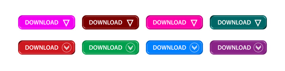 download button as vector element graphic of website or application illustration isolated on white background. set of downloads buttons for app and web graphics design