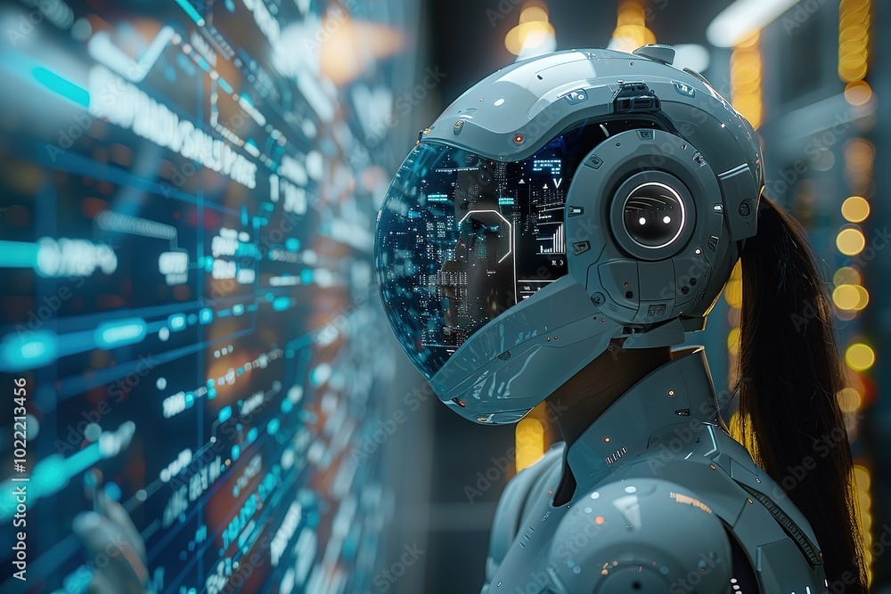 Aufkleber futuristic ai-driven language translation device instant communication technology free space