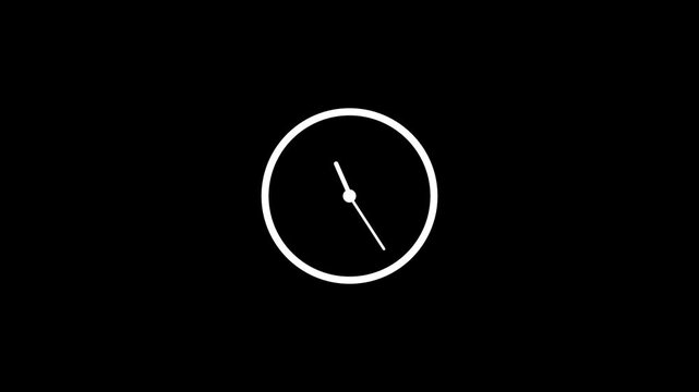 animated clock icon on black background.