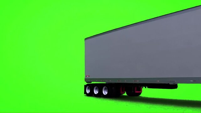 truck on the road Running truck animation isolated on green screen
