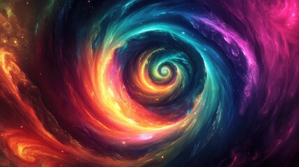 Obraz premium Abstract Spiral Galaxy with Vibrant Colors and Swirling Nebulae