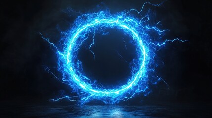 Electric Blue Energy Ring on Dark Background