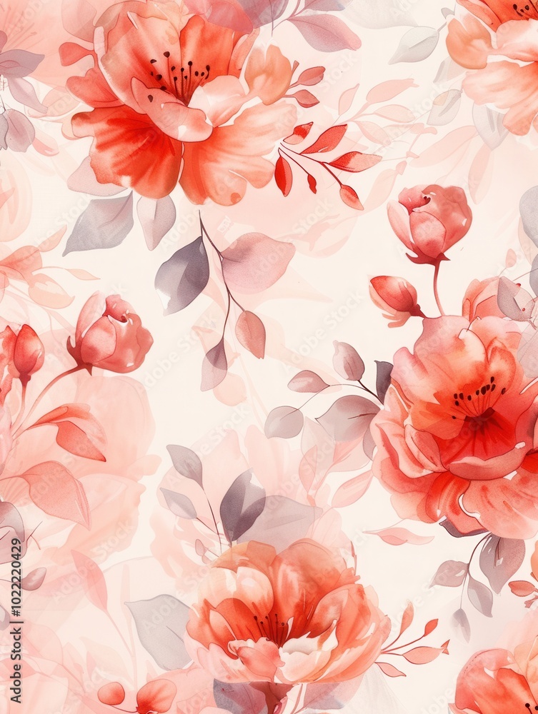 Poster delicate flowers in warm pastel hues blend harmoniously, creating an inviting and serene backdrop pe