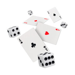 playing casino card and dice on transparent background png