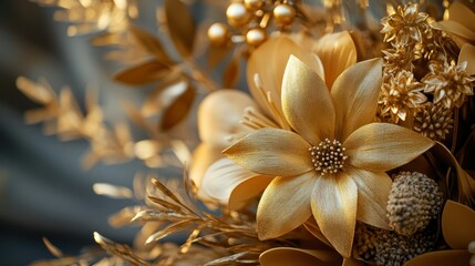 Golden Floral Arrangement in Stunning Display