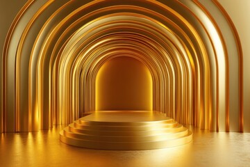 Obraz premium Golden Arches and Platform with Abstract Background