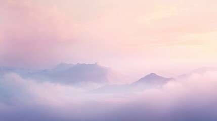 Obraz premium Misty Mountains Under a Pink and Orange Sunset Sky