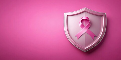 A Pink Ribbon Emblazoned on a Shielded Emblem, Symbolizing Strength and Resilience in the Face of Adversity