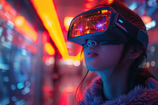futuristic virtual reality theme park visitors immersive digital worlds ai-driven interact free