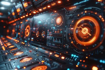 Fototapeta premium futuristic virtual workplace remote employees shared environment technology space free