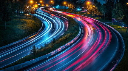 Nocturnal Symphony as a Tapestry of Light and Motion on the Urban Road