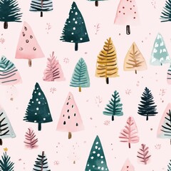 Repetitive pattern seamless background tile of Christmas tree for holiday