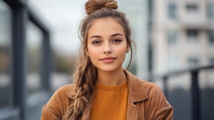 Fototapeta premium Casual Streetwear Fashion with Stylish Hairdo