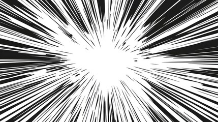 Fototapeta premium Abstract Black and White Radial Lines with a Central White Circle