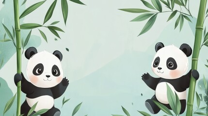 Cute Panda Cartoon Template for Stationery Design