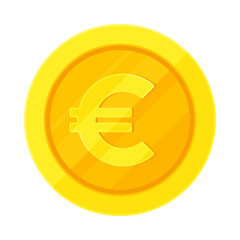 Gold coin with Euro sign. Economy, finance, investment, profit, money, European Union currency concept. Flat vector illustration isolated on white background	
