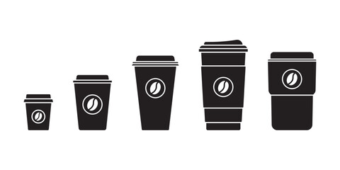 coffee cup vector art black set vector design illustration