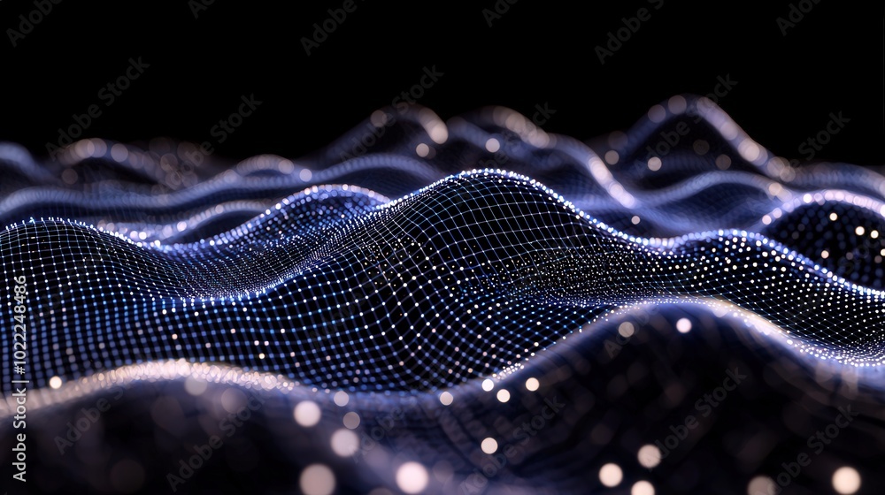 Poster abstract digital wave pattern 3d grid technology background