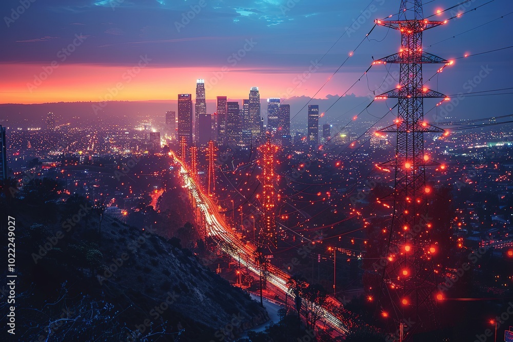 Poster a smart city grid that dynamically adjusts energy distribution based on real-time demand