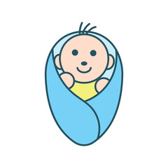 baby swaddle icon flat vector design illustration