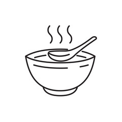 hot soup in a bowl outline vector design illustration