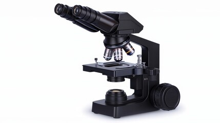 Fototapeta premium Modern Black Microscope Isolated on White Background