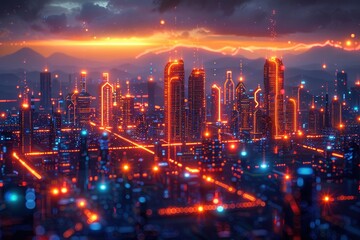 Fototapeta premium A smart city hotel where AI customizes your stay, from room temperature to recommended