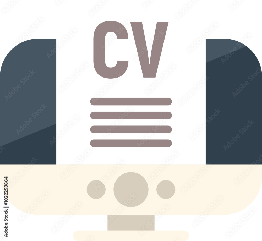 Poster curriculum vitae is being displayed on a computer monitor, suggesting an online job application proc