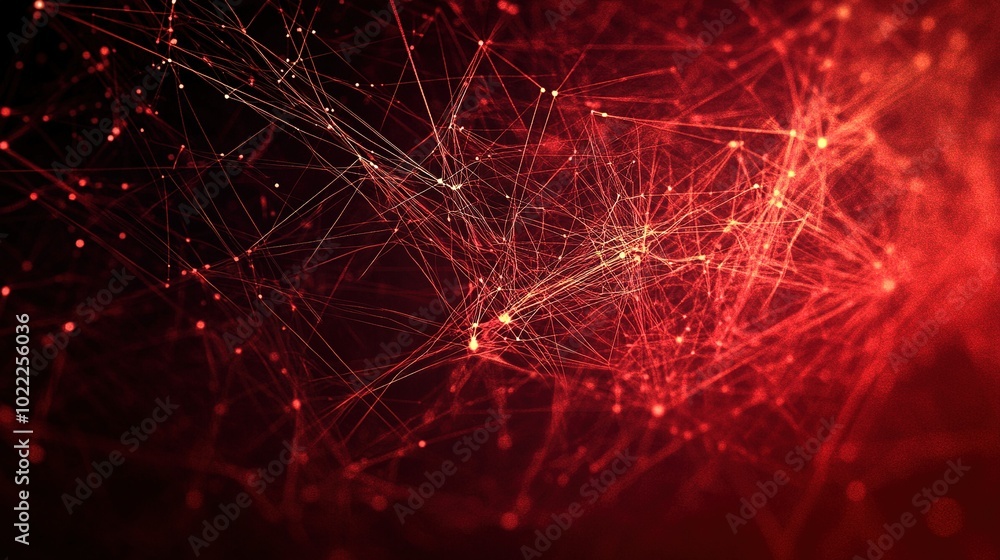 Poster abstract network structure in red tones